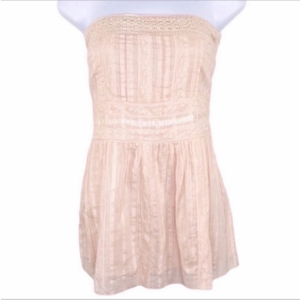 DELICIA crochet pleated strapless tank top L
